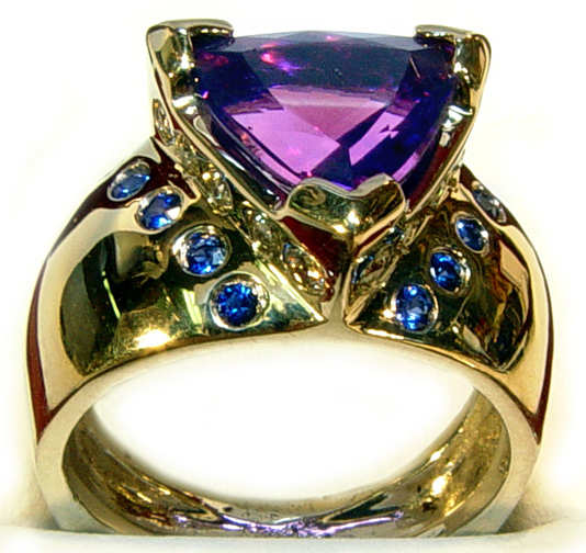 Trillion Amethyst Ring